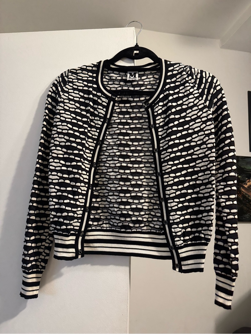 Missoni Black & White Patterned Knit Cardigan
